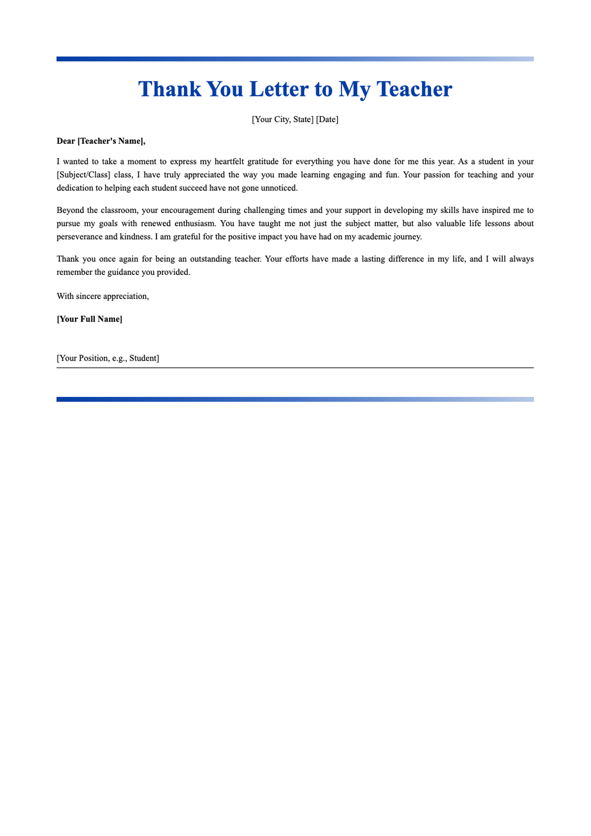 Thank you letter to a teacher template with placeholder text_variant_1